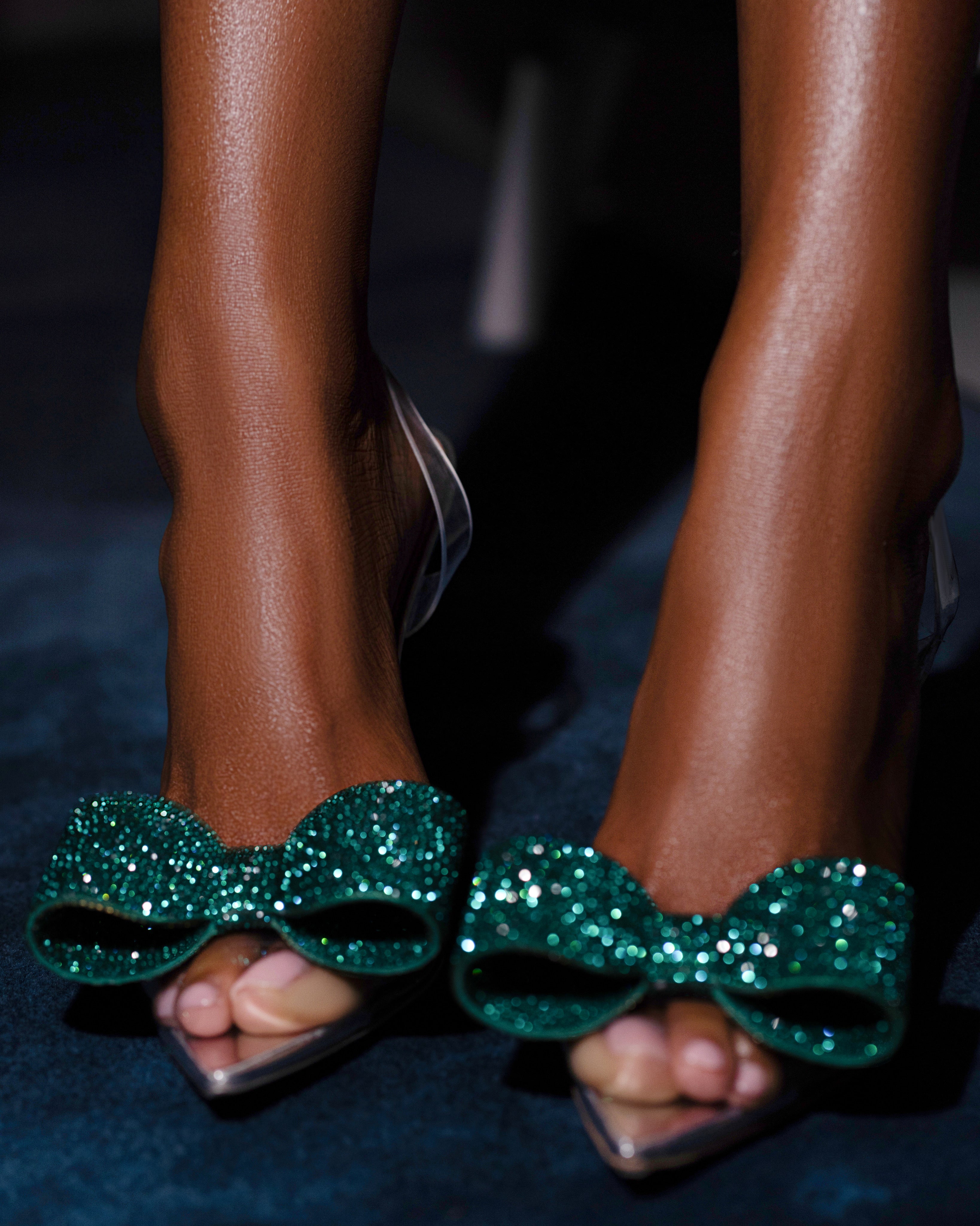 Crystal Bow High Heels PVC Transparent Open Toe Sandals
