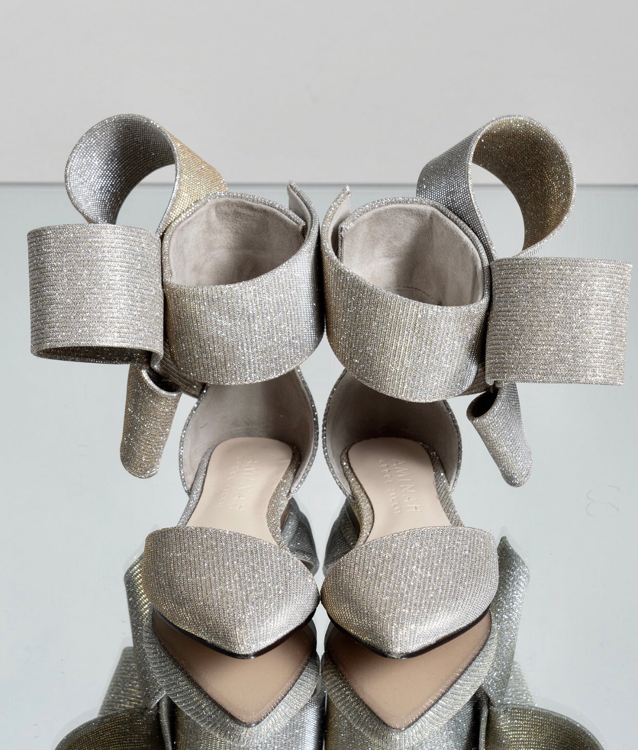 KIDS BOW FLAT GLITTER SILVER