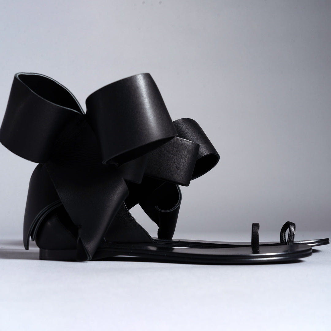 Black bow sandals online