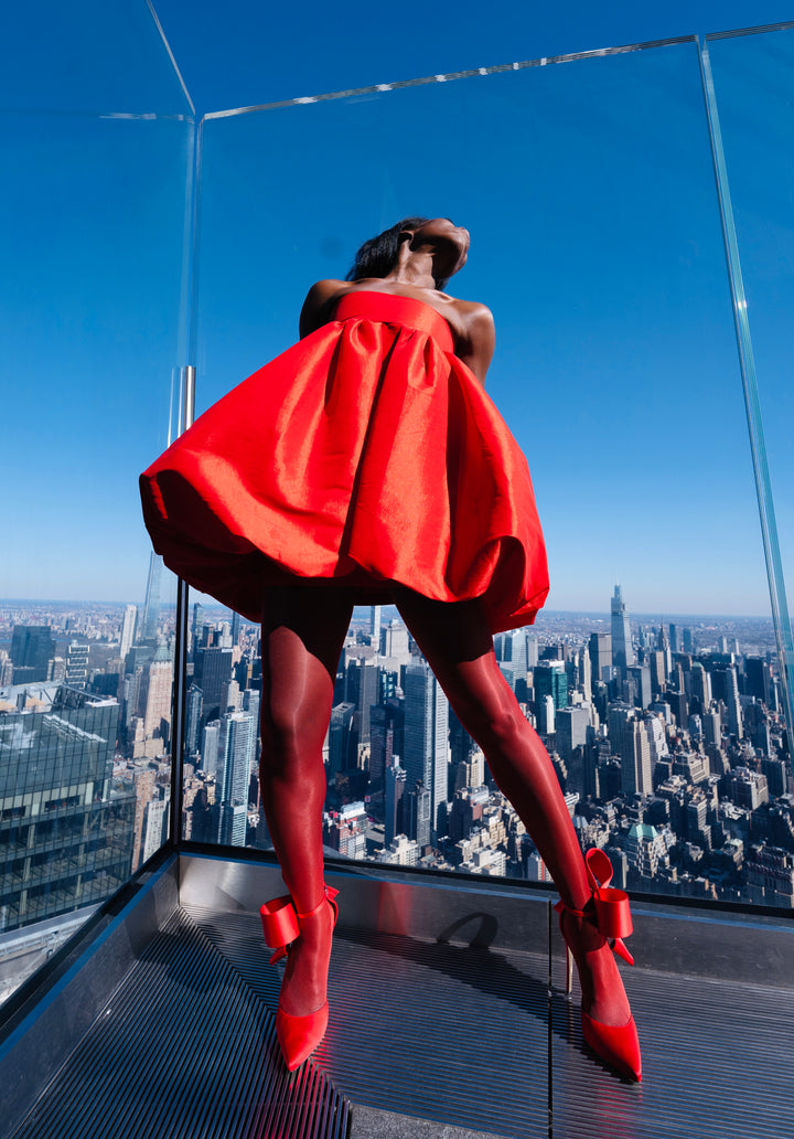 Aminah Abdul Jillil's Signature Series. Bow Pump in Red Satin.