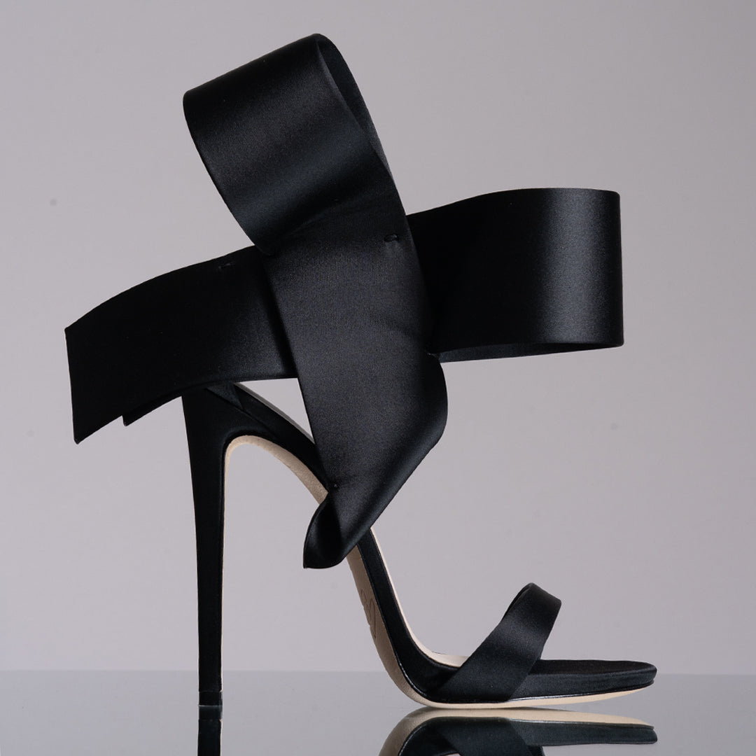 BLACK SATIN OPEN TOE