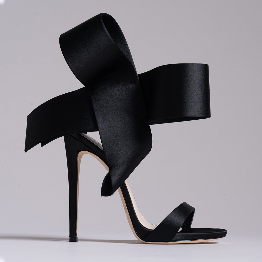 Black satin heels store with ankle strap