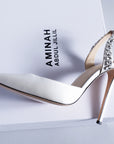 SOLEIL SLINGBACK WHITE SATIN