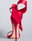 RED SATIN OPEN TOE