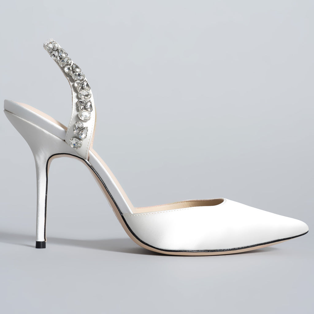 SOLEIL SLINGBACK WHITE SATIN KITTEN – AMINAH ABDUL JILLIL