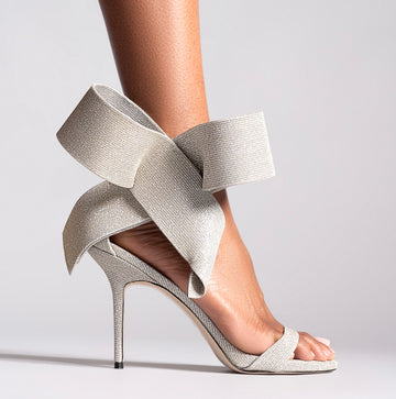 GLITTER SILVER OPEN TOE KITTEN